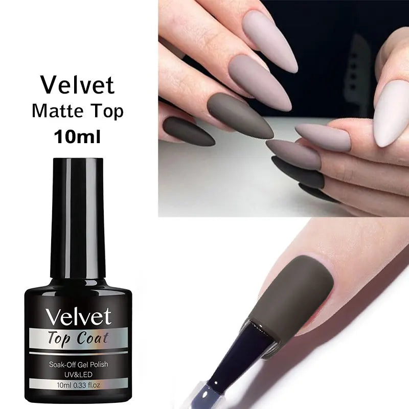 Clou Beaute Matte Velvet Top Coat Semi-permanent Varnish Strong Rubber Base Acid-Free for Gel Polish Blossom Gel Nail Primer