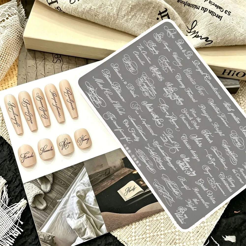 1Pc Gothic English Nail Stamping Plate Reusable Delicate Romantic Word Motif Script Nail Art Stamp Template Manicure Stencil Too