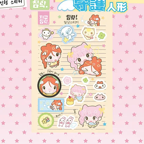 Cute Cartoon Girl Stickers Korea Anime Character Stickers Hand Account Phone Case Planner Diary Scrapbook DIY Decorative Sticker