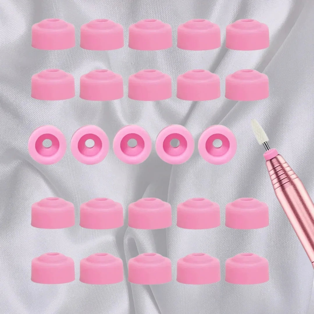 10/20/50pcs Nail Dust Protector 3/32" Shank Nail Drill Bits Anti-Dust Cover Caps for E-file Silicone Dust Stopper Pink Nail Tool