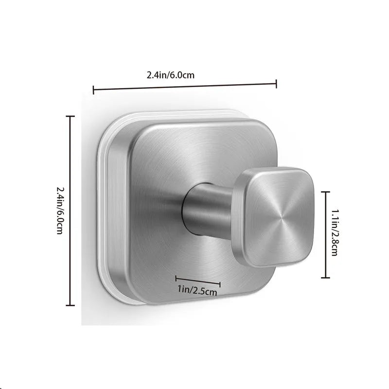 Stainless Steel Square Suction Cup Hook Vacuum Reusable Shower Hooks Punch-free Kitchen Bathroom Wall Hanger Towel Clothes Hook
