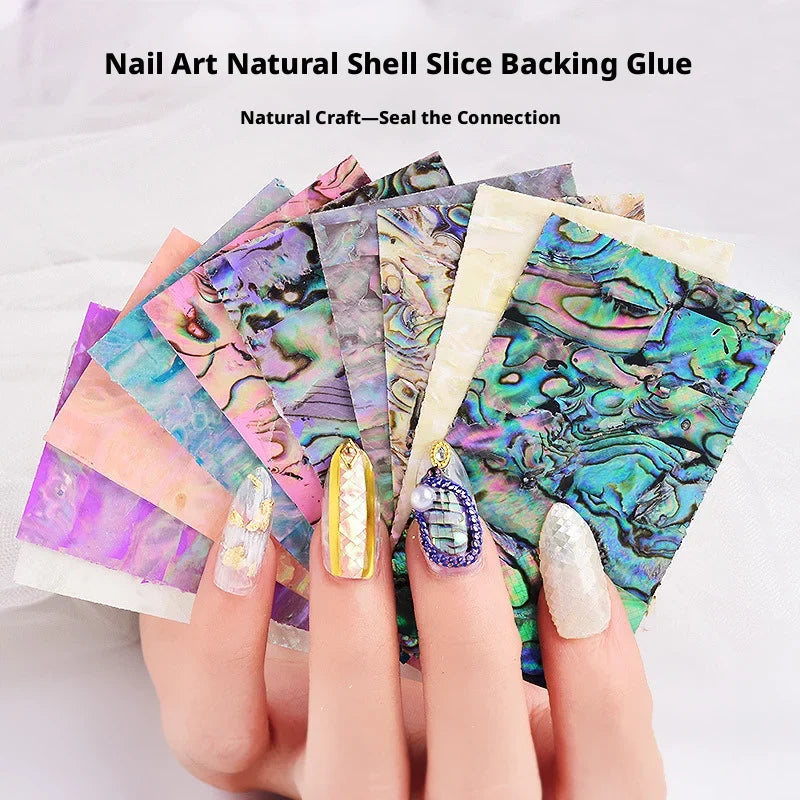 YYM 40*70mm Iridescent 3D Soft Shell Nail Stickers Shiny Self-Adhesive Shell Patches Nail Art Decorations For Beauty Supplies