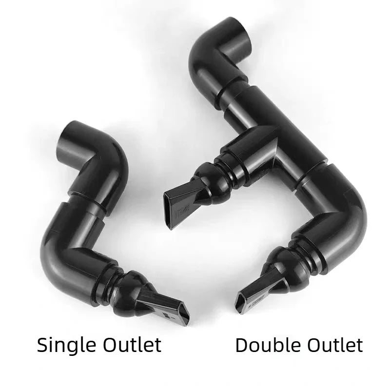 Black Aquarium Duckbill Outlet Dual Water Outlet Kit for Side/Back/Sump Filter & Stream Tank  Adjustable Direction Wave Nozzle