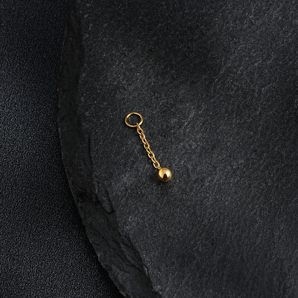 Right Grand ASTM F136 Titanium Tiny Ball Dangle Chain Charm for Helix Earlobe Hoop Cartilage Tragus Piercing Jewelry