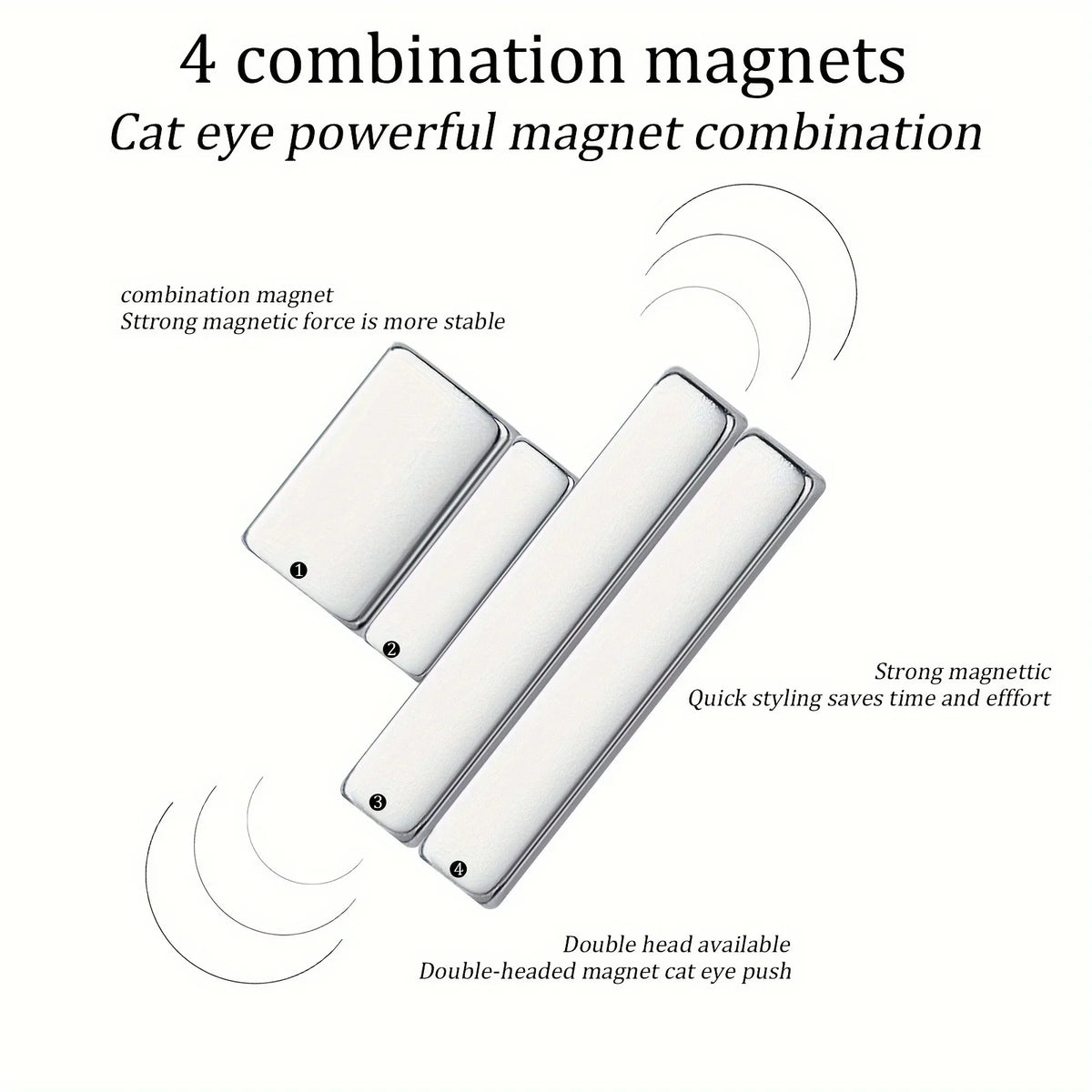 LINMANDA 4PCS Nail Magnet Cat Eye Tool Mini Magnetic Stick Suitable for Nail Polish Cat Eye Gel Nail Polish DIY Home Nail Salon