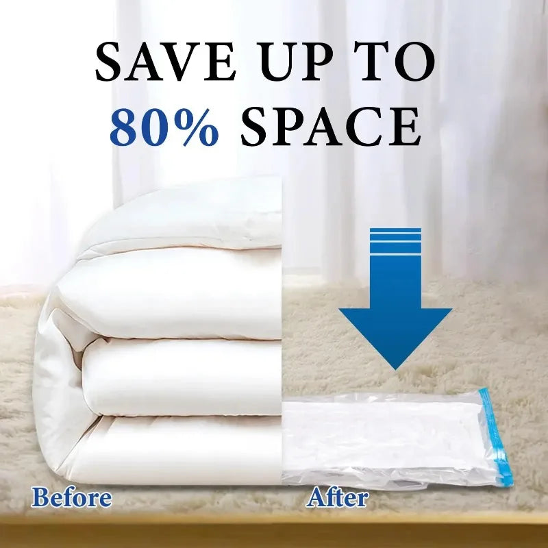 4Pcs Vacuum Storage Bags Vacuum Seal Bag Space Saving Bags for Comforters Clothes Pillow Bedding Blanket Storage or Hand Pump