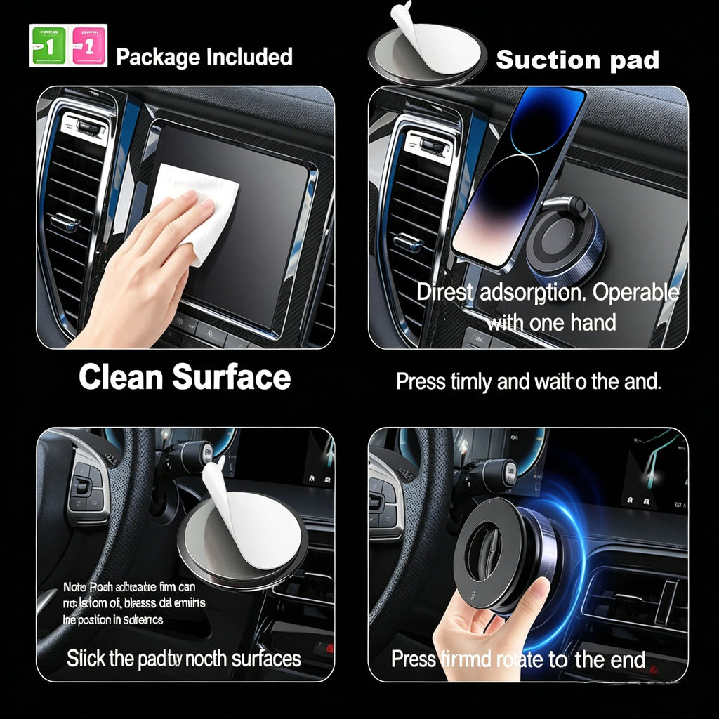 360° Adjustable Magnetic Vacuum Suction Cup Phone Mount for MagSafe Pocket-Size Foldable for Mirrors Cars Gyms Smooth Surface