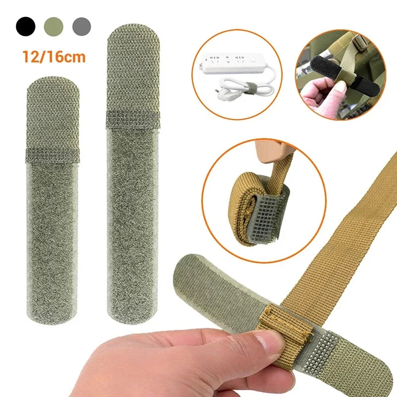 New 10pcs Nylon Straps Cable Ties Strap Webbing Organizer Fix Hook Loop Grip Wrapping Cord Reusable Backpack Fastener Buckle