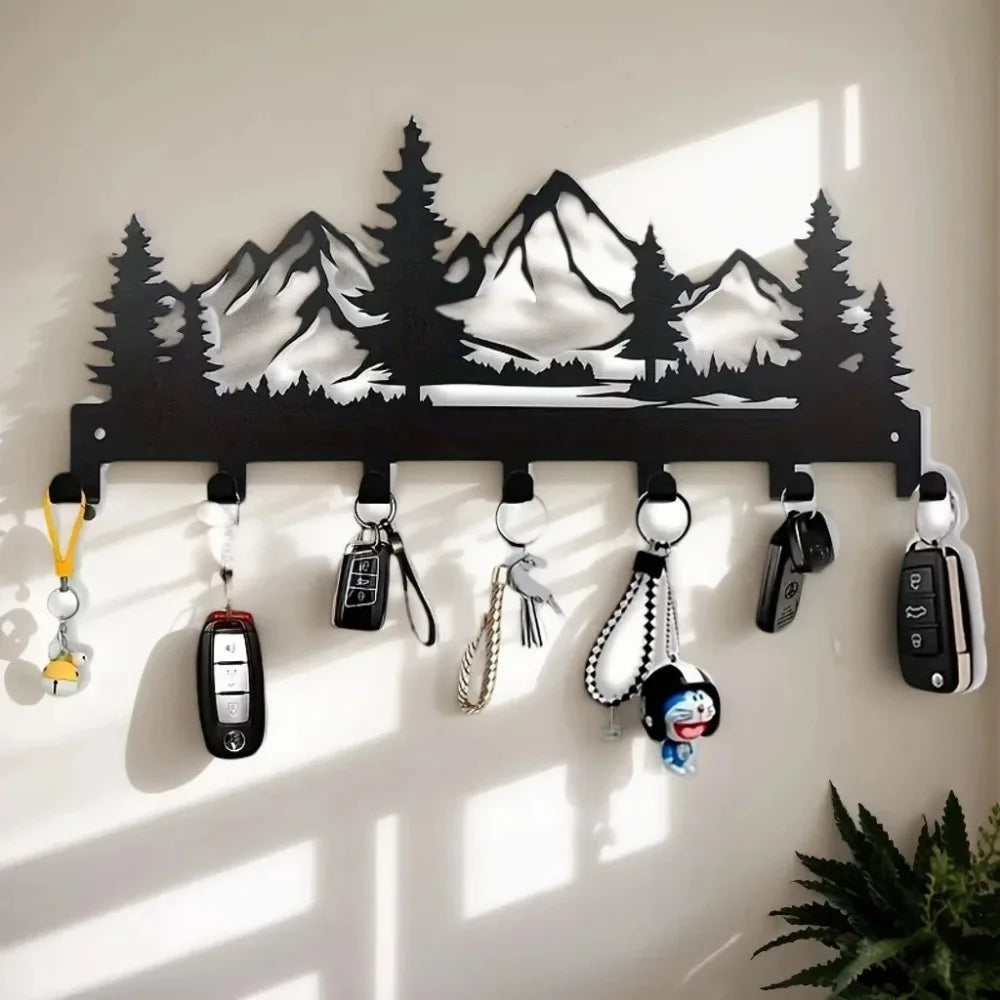 CIFBUY Metal Key Holder Wall Mounted Organizer Rack With 7 Hooks Hanger For Kitchen Entryway Hallway Bedroom Home Decor Storage