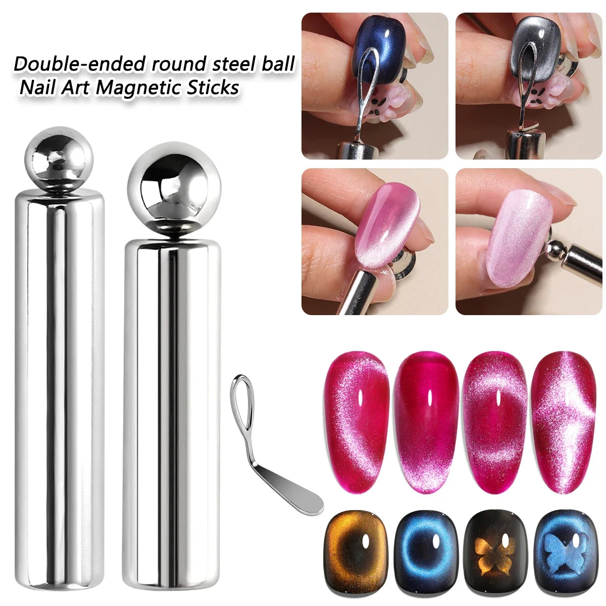 Nail Salon-Grade Cylindrical Magnets, Spherical and Round Magnetic Beads, Super Strong Magnets for Attracting Glass Beads.
