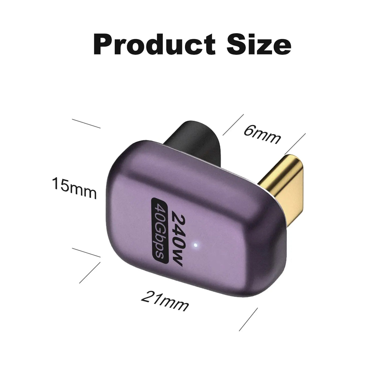 NNBILI 1-2Pcs 240W USB C 180 Degree Adapter U Shape Type C Male to Female 40Gbps Connector for Thunderbolt MacBook Laptop Tablet