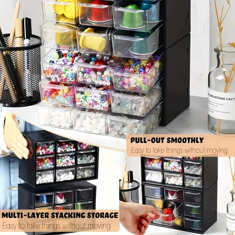 Desktop 9 Grid Office Drawers Box Small Piece Organizer Transparent Partitioned Student Desk Wall-mounted Sundries Drawer