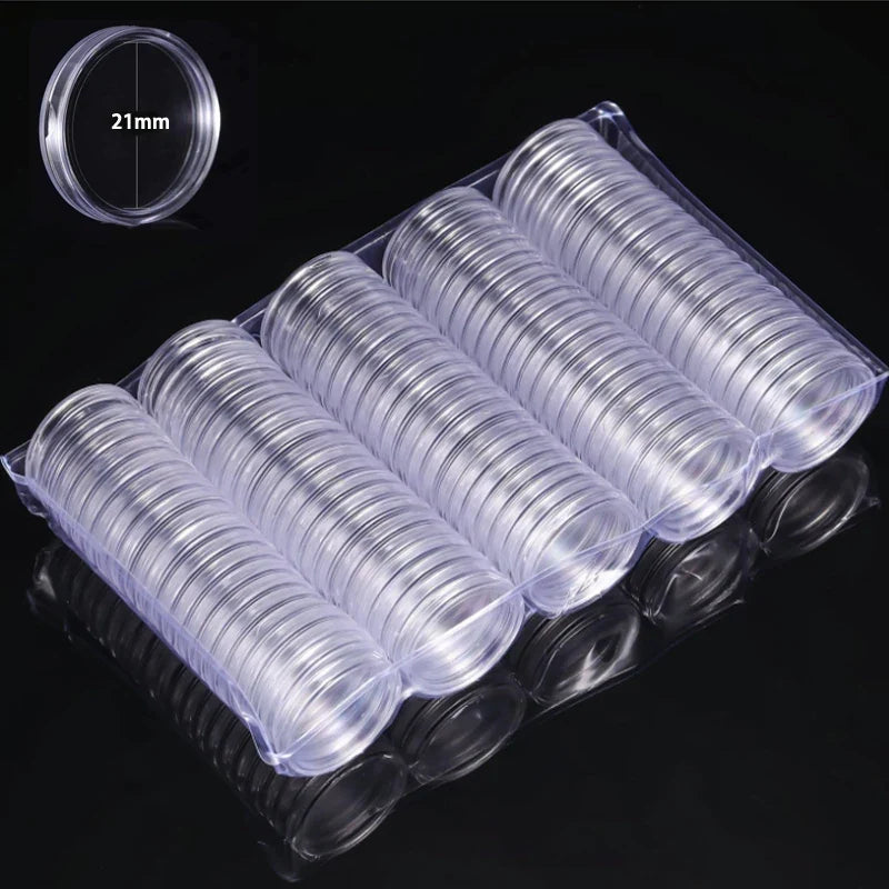 21-45mm Transparents Plastic Coinning Holder Box 10/100pcs Storage Case for Coinning Capsules, Collecting & Protection Containe