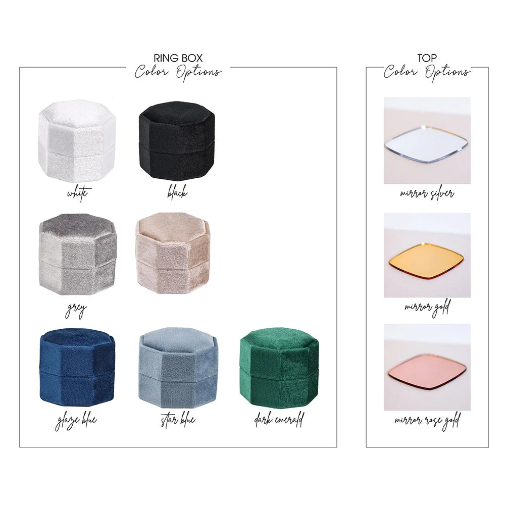 Personalised Acrylic Topper Velvet Ring Box Wedding Octogon Ring Box Engagement Proposal Idea Double/Triple Slots Ring Holder