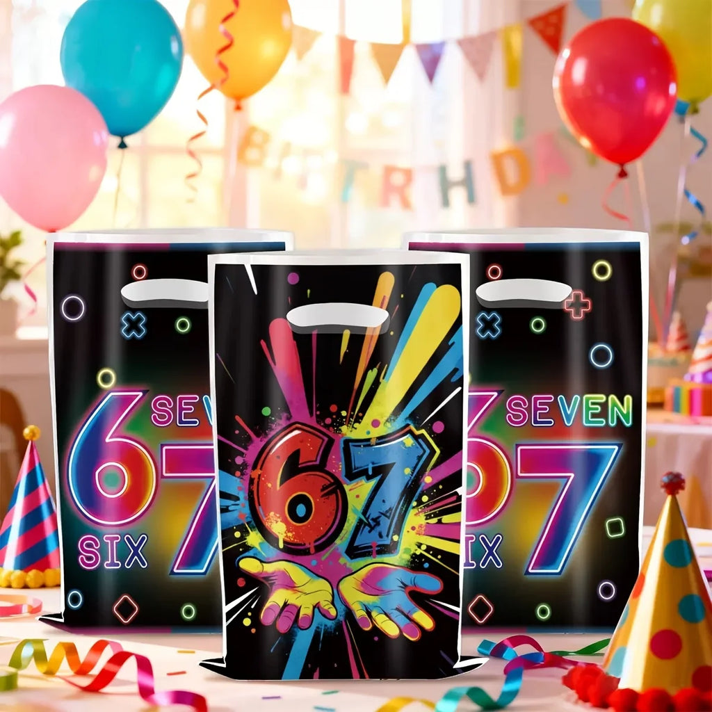 Gift For Her/Him 50/20pcs Colorful 67 Theme Party Gift Bags,Treat Bag with Handle, for Birthday Holiday Party Favor Supplies
