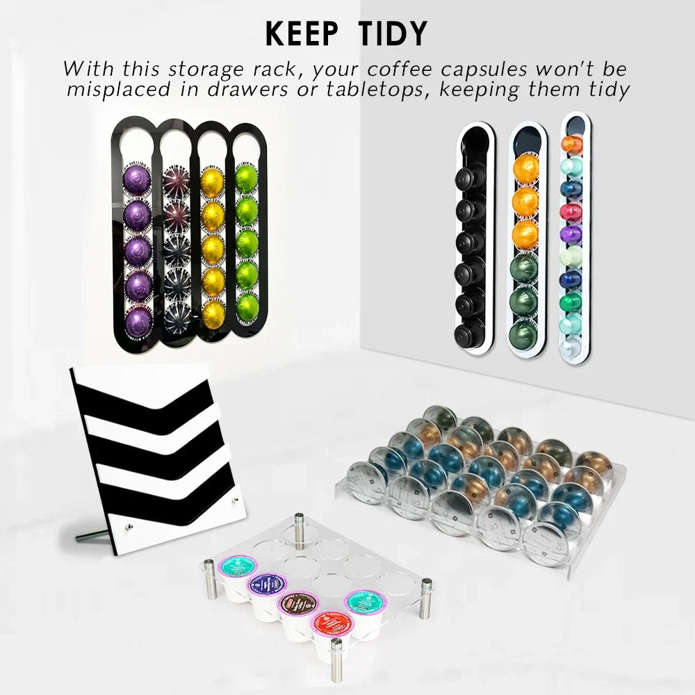 Multi Types Coffee Capsules Holder Drawer Organizer Tray Compatible With Nespresso/Vertuoline/Dolce Gusto/K-Cup Coffee Pods