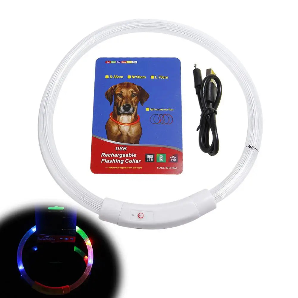 Luminous Pet Dog Collar Waterproof LED Dog Collar Rechargeable Flash Dog Necklace Light Pet Collar for Small Medium Large Dogs
