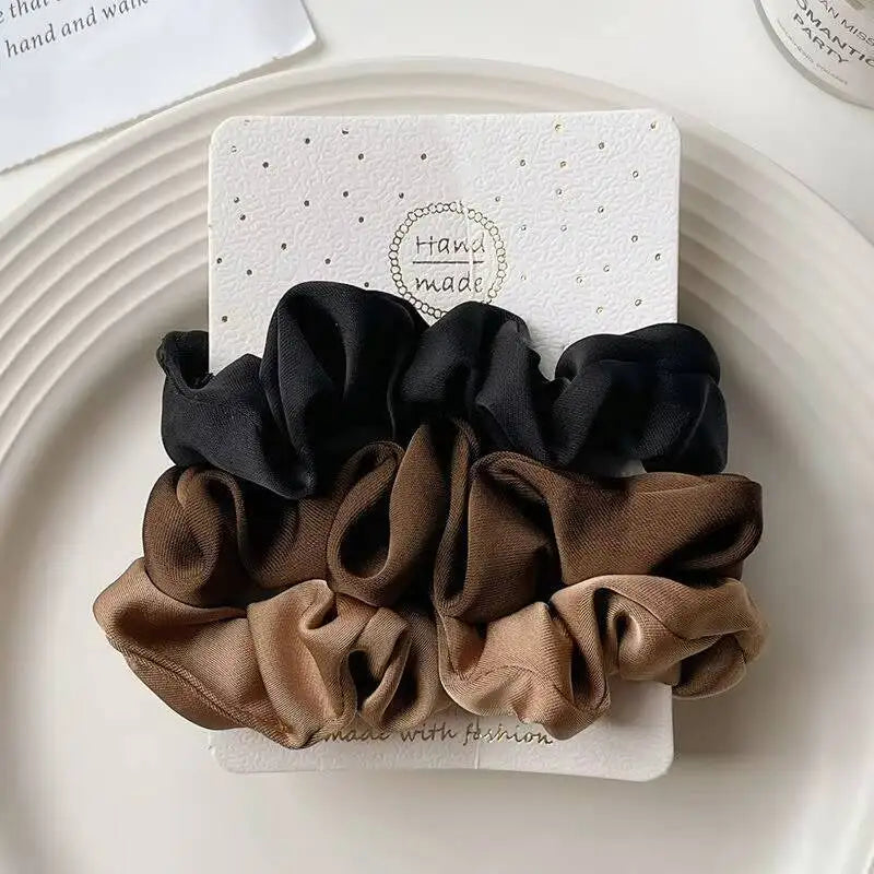 3/5Pcs Elegant Ponytail Holder Rubber Band Elastic Hairband Hair Accessories Silk Satin Scrunchies Women Solid Color Hair Rope
