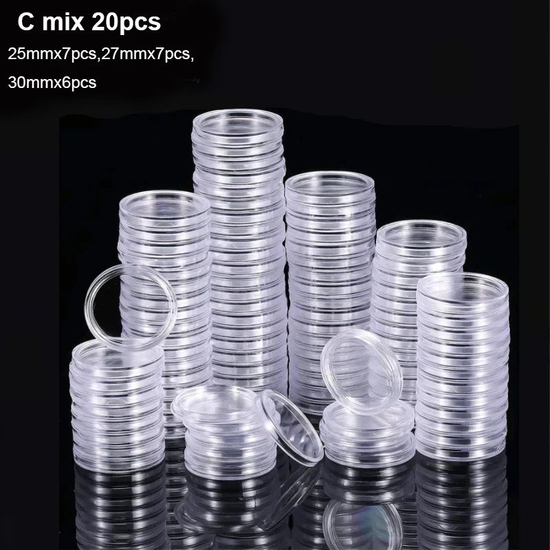 21-45mm Transparents Plastic Coinning Holder Box 10/100pcs Storage Case for Coinning Capsules, Collecting & Protection Containe