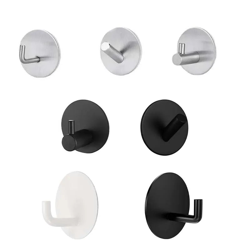 Coat Hooks Wall Mounted Coat Rack Self-Adhesive Kitchen Hooks Stainless Steel Wall Adhesive Hooks for Walls Bathrobe Hooks Door