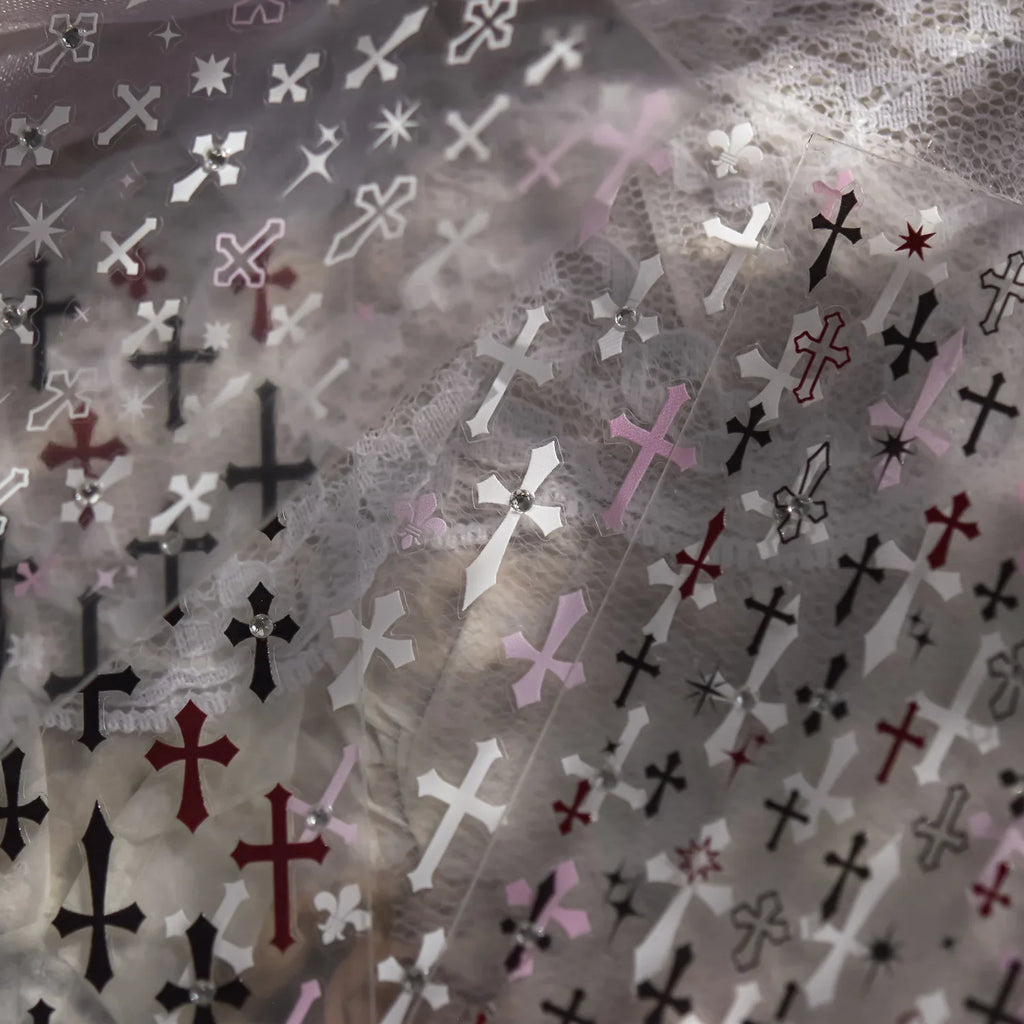 Luxury Crystal Diamond Nail Sticker Large Small Cross Self Adhesive Nail Art Sticker DIY Decoration Nail Sticker Small Accessory