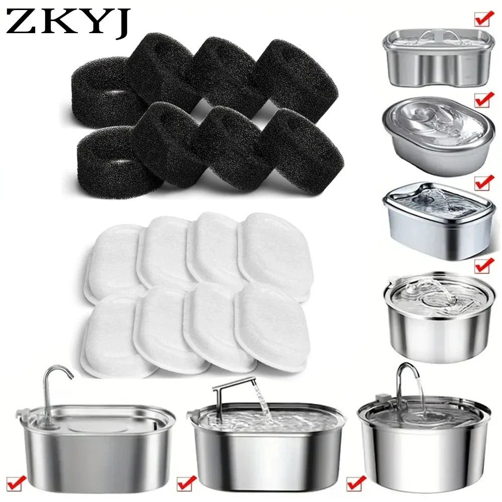 Replacement Filters for Cat Water Fountain Stainless Steel Dispenser Feeders Pet Water Fountain Activated Carbon Replaced Filter