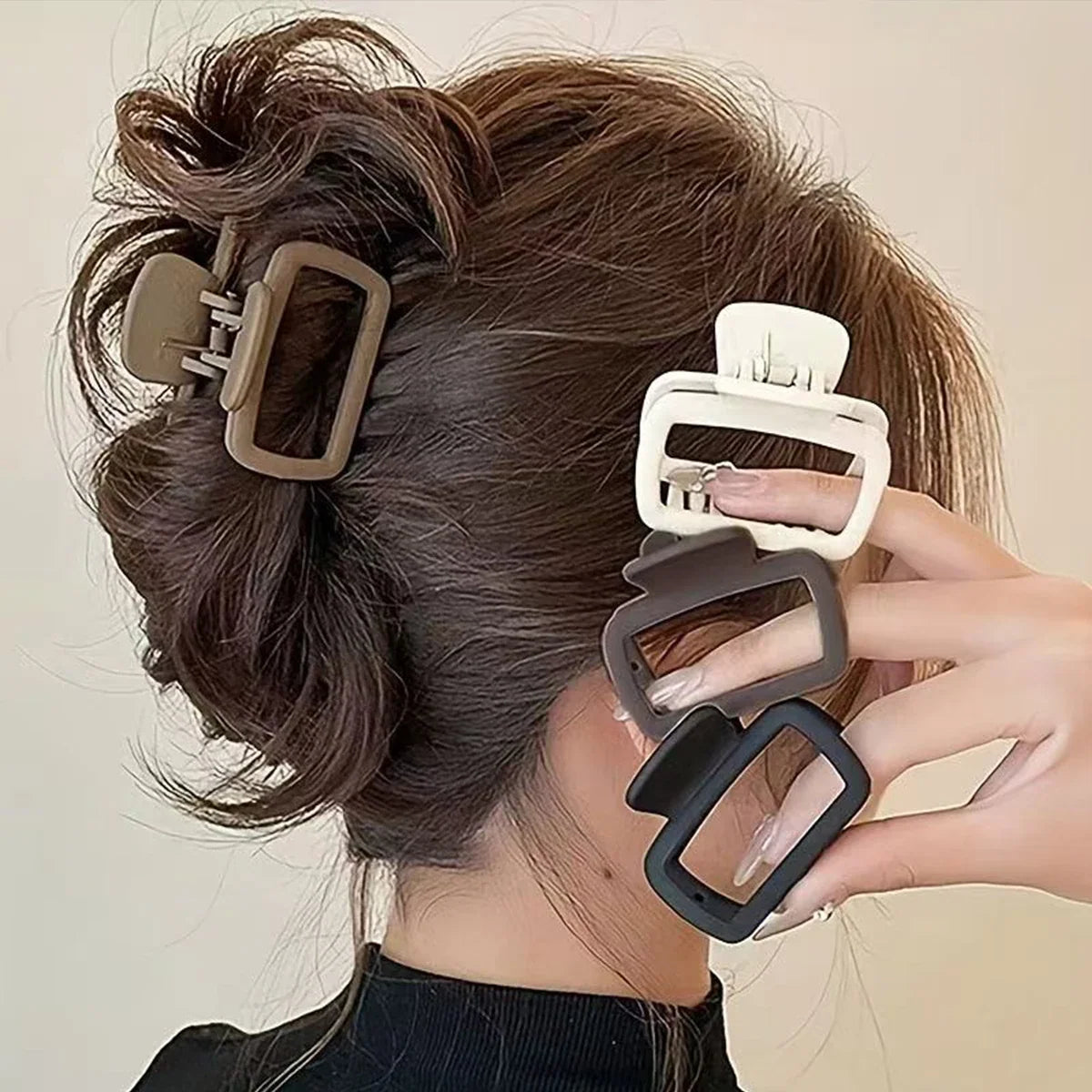 4pcs Women's Square Lightweight Hair Claw Clip Fashionable Elegant Hair Accessory Clip Suitable Hair Styling Makeup