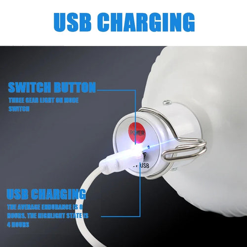 1-8pcs Portable Outdoor Camping Lights USB Rechargeable Lamp LED Emergency Bulb Hook High Power Tents Lantern Night Lights Bulb