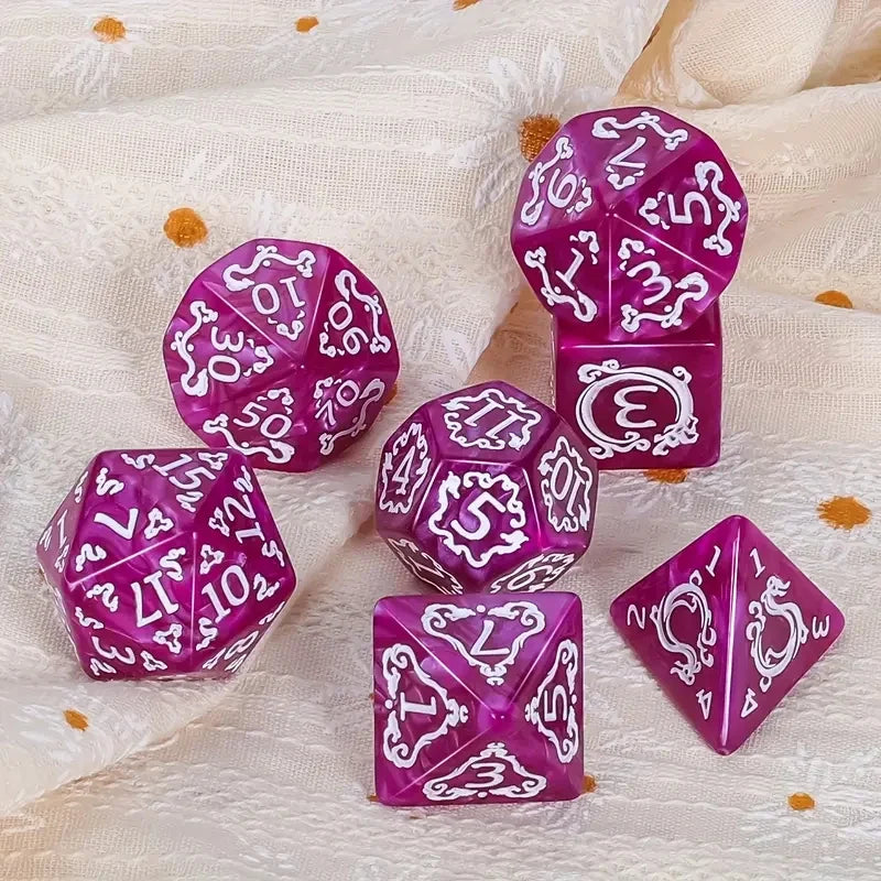 New Pattern Multi sided Dice Digital Dice Running Team Board Game AccessoriesMulti sided Sieve Game Dragon Pattern 7Dices: Blue