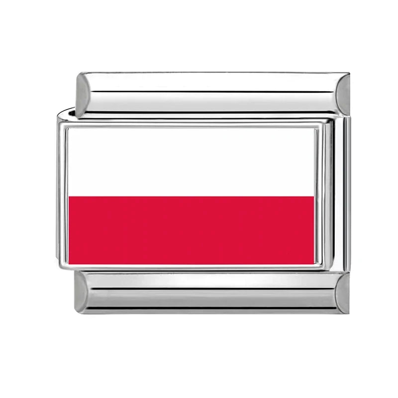 2025New Colorful World National Flag Photo Italian Charm Link Fit 9mm Women Men Bracelet Stainless Steel Jewelry Making Bead DIY