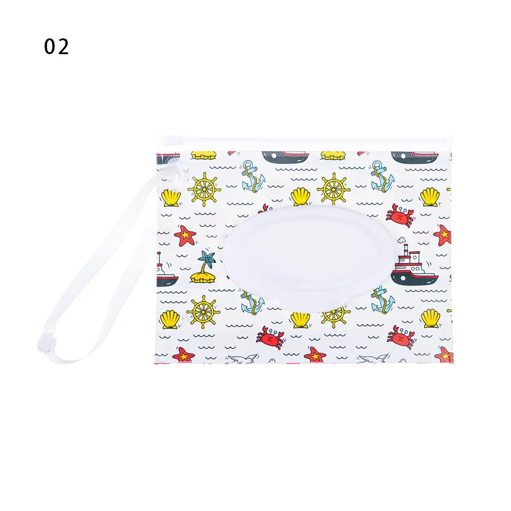 New Baby Wet Wipe Pouch Flip Cover Wipes Holder Case Reusable Tissue Box Refillable Carrying Case Portable Stroller Accessories