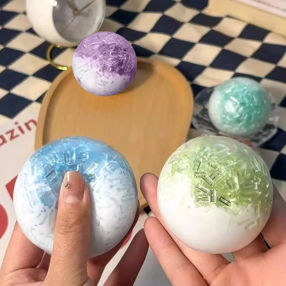 Soft Crushed Ice Squeeze Ball Toy TPR Shapeable Stress Relief Toy Crystal Ice Cracked Sensory Fidget Toy For Stress Anxiety