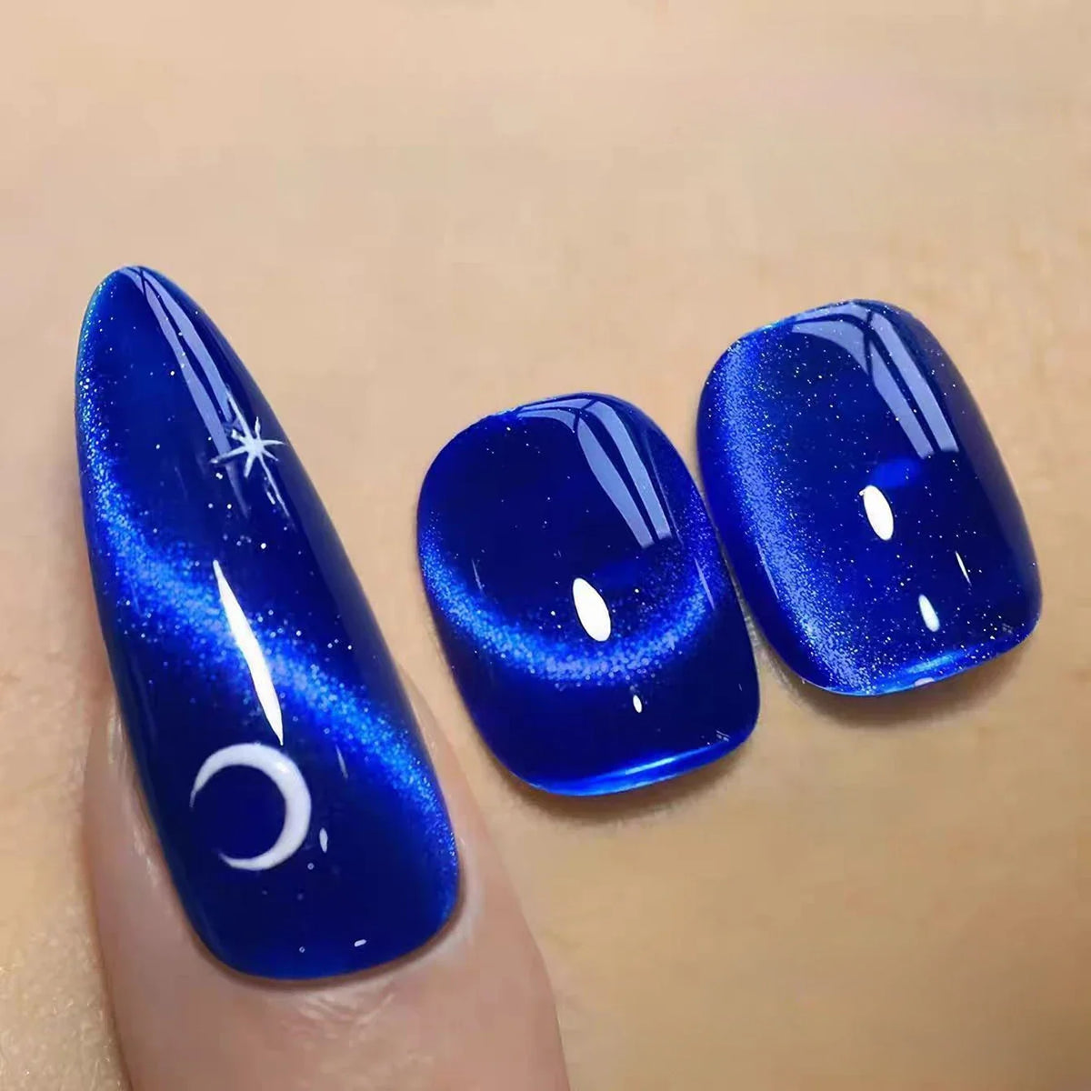 MIANEL 2026 New Arrival Deep Sea Blue Cat Eye Gel Polish Sparkling Crystal Cat Eye, Trendy & Flattering Blue Shade for Nails
