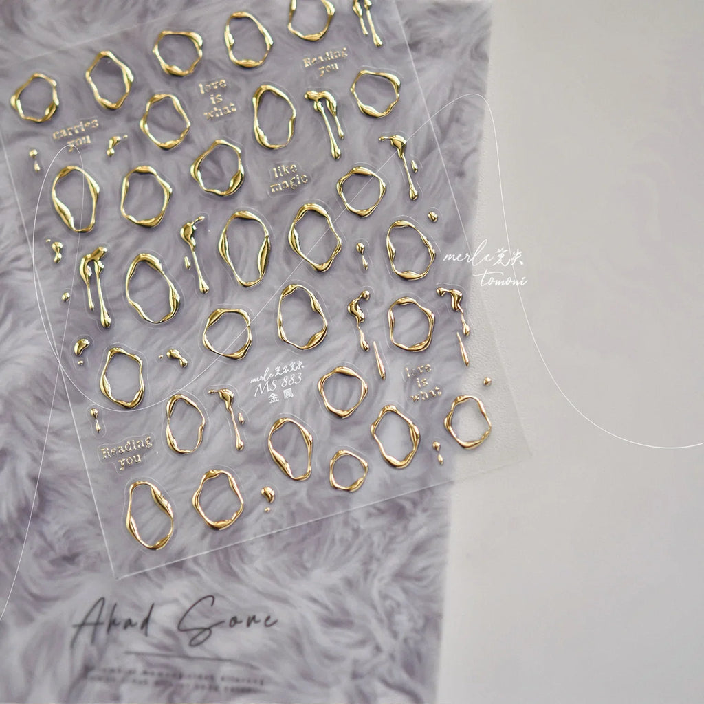 1pcs Gold Silver Metal Nail Stickers Irregular Bows Heart-shaped Back Glue Nails Accessories Stickers DIY Manicure Decorations