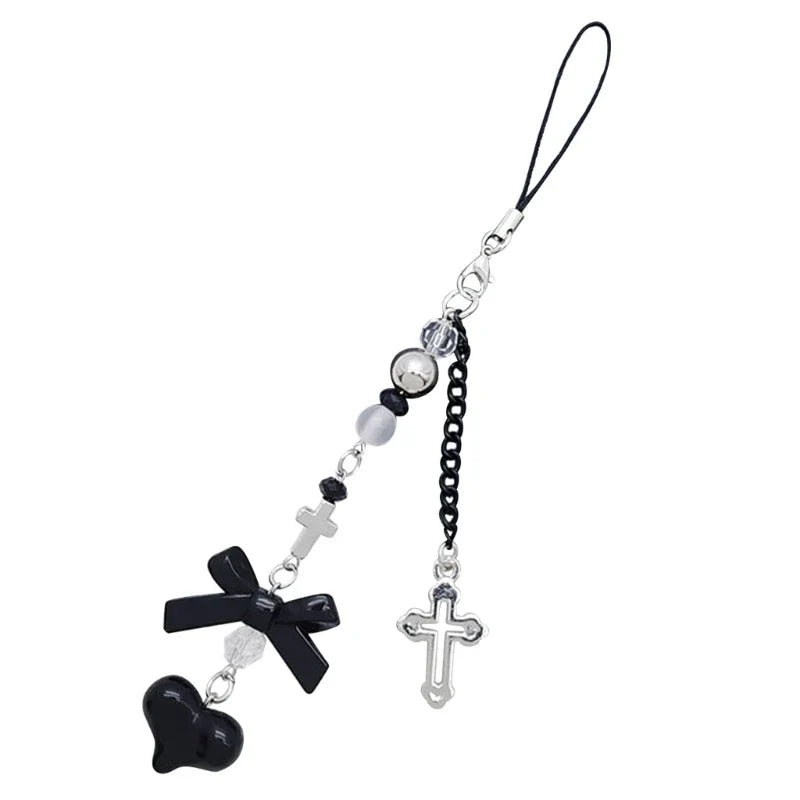 Phone Charm Strap Keychain Kawaii-Cute Crystal Jellyfish Pendant  Phone Chain Bowknot Phone Charm Keycord for  iPhone Camera Bag