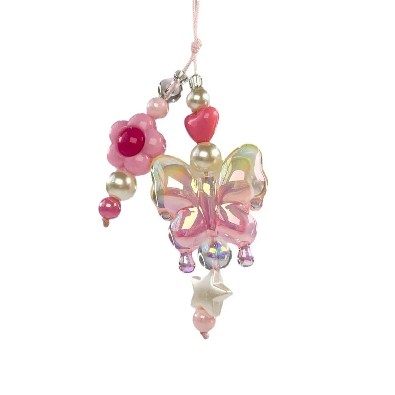 Phone Charm Strap Keychain Kawaii-Cute Crystal Jellyfish Pendant  Phone Chain Bowknot Phone Charm Keycord for  iPhone Camera Bag