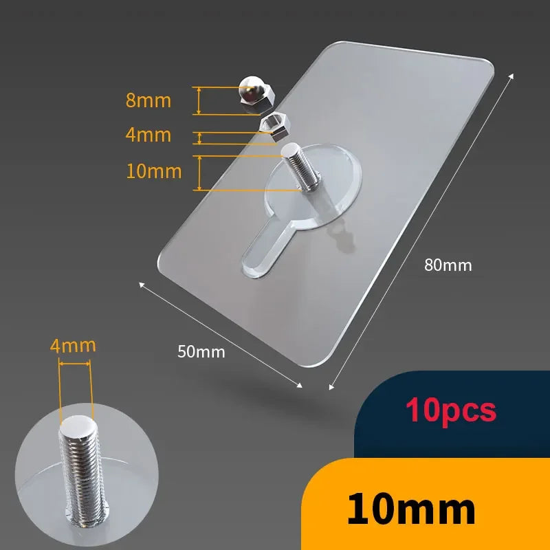 10Pcs Screw Free Stickers Hooks Self-Adhesive Wall Mount Hanging Nails Hooks No-Trace Hooks for Bathroom Kitchen Shower Room