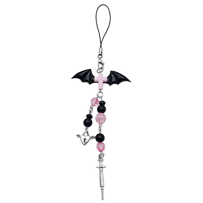 Phone Charm Strap Keychain Kawaii-Cute Crystal Jellyfish Pendant  Phone Chain Bowknot Phone Charm Keycord for  iPhone Camera Bag