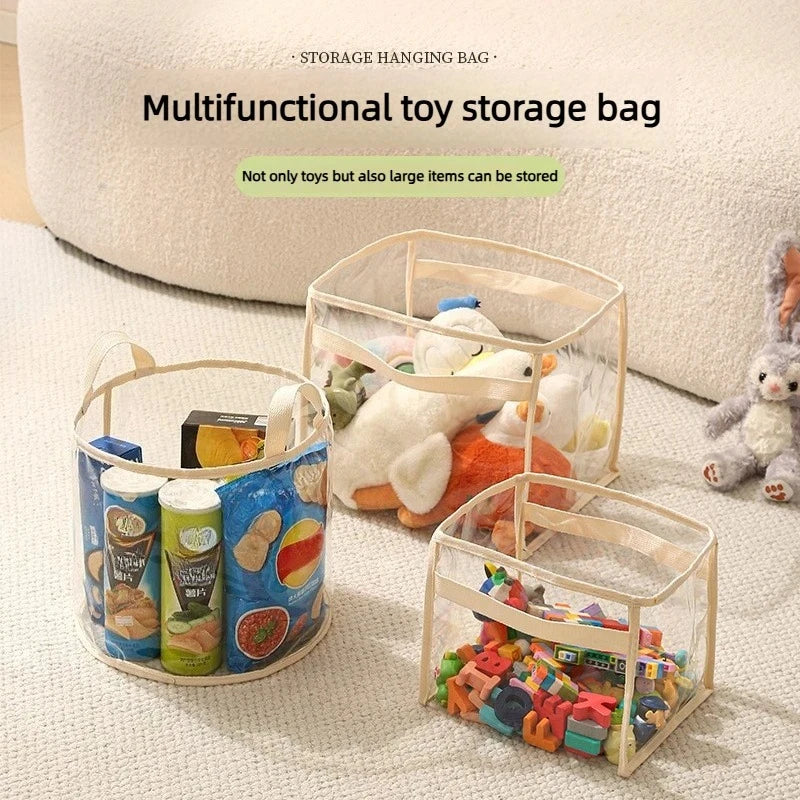 Large Size Transparent Children's Toy Storage Basket Multifunctional Household Toy Storage Bag with High Capacity