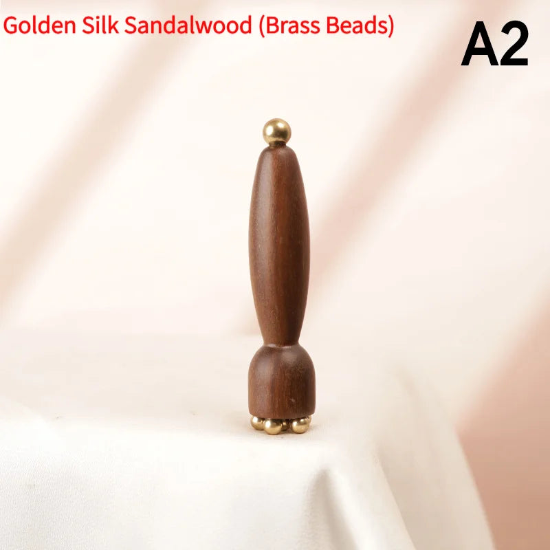 Mini Lotus Seedpod Brass Bead Wood Facial Gua Sha Eye Facial Point Massager Relaxatiow Meridians Acupoint Massage Tool"
