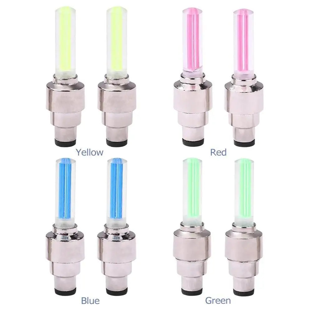 1Pair LED Bicycle Valve Light Neon Bicycle Spoke Light, Bicycle Tire Valve Light, Night Riding Warning Light Bicycle Accessories