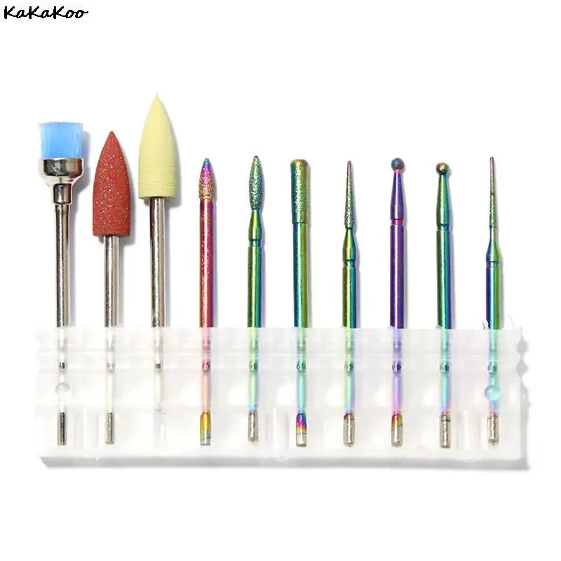 10 In 1 Nail Drill Bits Sets Electric Nail Drill Kit 3/32" Tungsten Carbide Nail Files Manicure Pedicure Set Home Salon Use