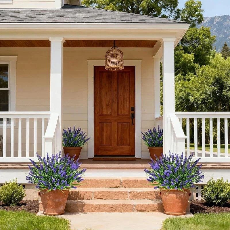 2/4/6Pcs 35cm Artificial Plants-UV-Resistant Faux Monkey Grass Plastic Flower Shrubs Home Outdoor Courtyard Wedding Party Decor
