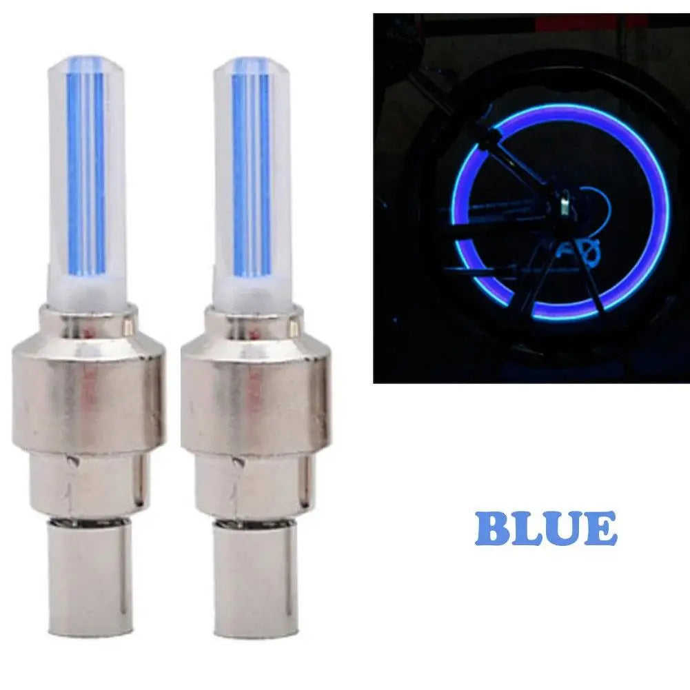 1Pair LED Bicycle Valve Light Neon Bicycle Spoke Light, Bicycle Tire Valve Light, Night Riding Warning Light Bicycle Accessories