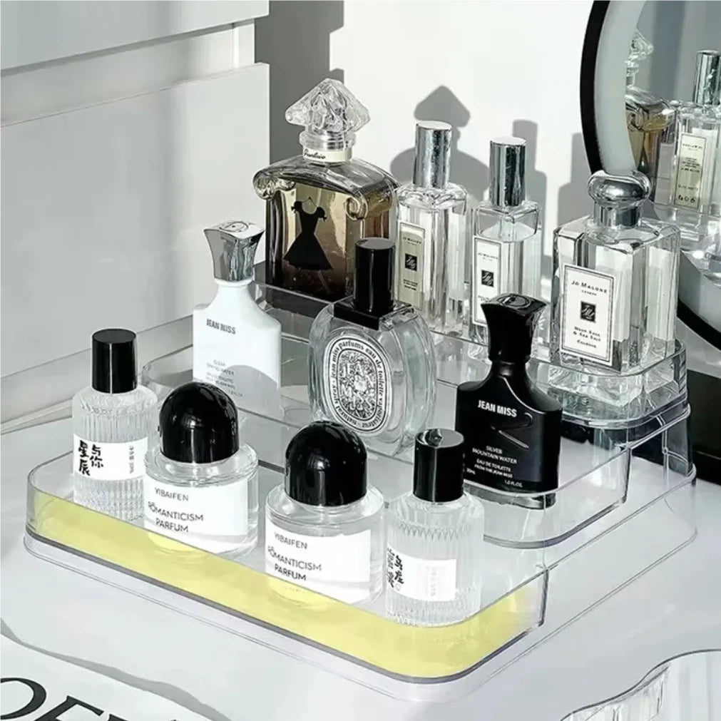 3 Tier Desktop Perfume Shelf PET Cosmetic Organizer Perfume Storage Rack Doll Display Stand Kitchen Seasoning Organizer