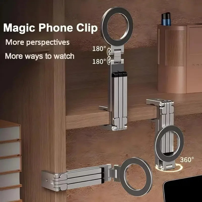 ‌1.7” Magnetic Phone Stand, 360° Rotation, Hands-Free for Airplane, Train, Car — Travel Essential