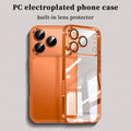 Luxury Plating Transparent Phone Case For iPhone 17 16 15 14 18 Pro Max 17Pro Lens Protection Shockproof Clear Bumper Back Cover