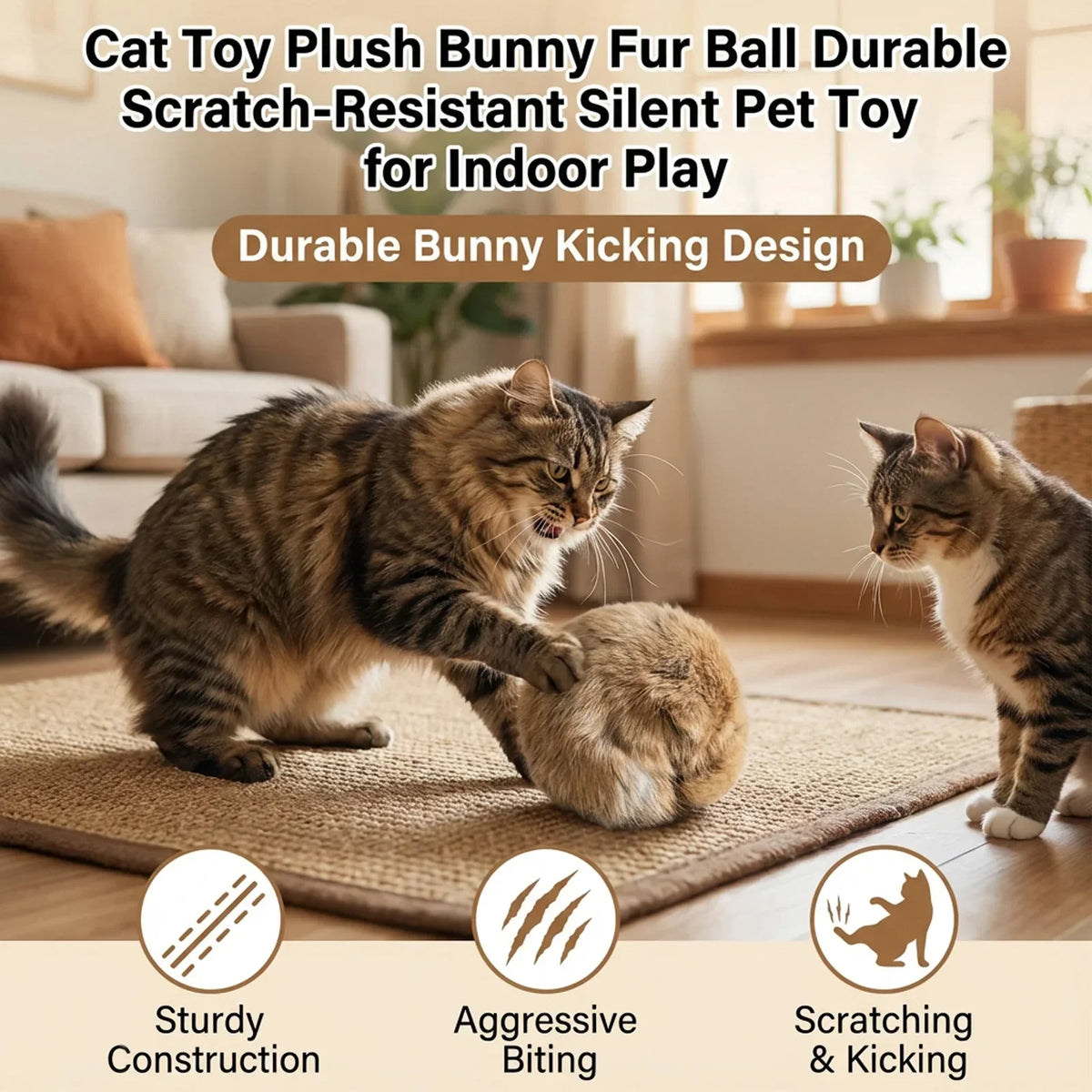 1/2/3/6Pcs Rabbit Fur Catnip Toy Balls Bite Resistant Interactive Chasing Plush Balls Self Play Stress Relief Kitten Toy 2026