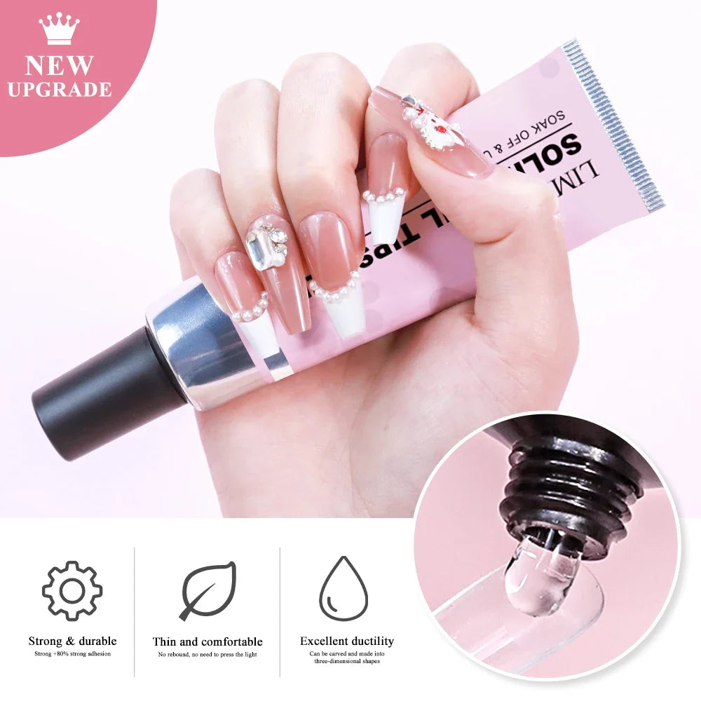 LIMEGIRL 30g Solid Nail Tips Gel UV LED Strong Gel Nail Glue Nail DIY Rhinestone Gem Decoration Sticky Nail Fake Glue
