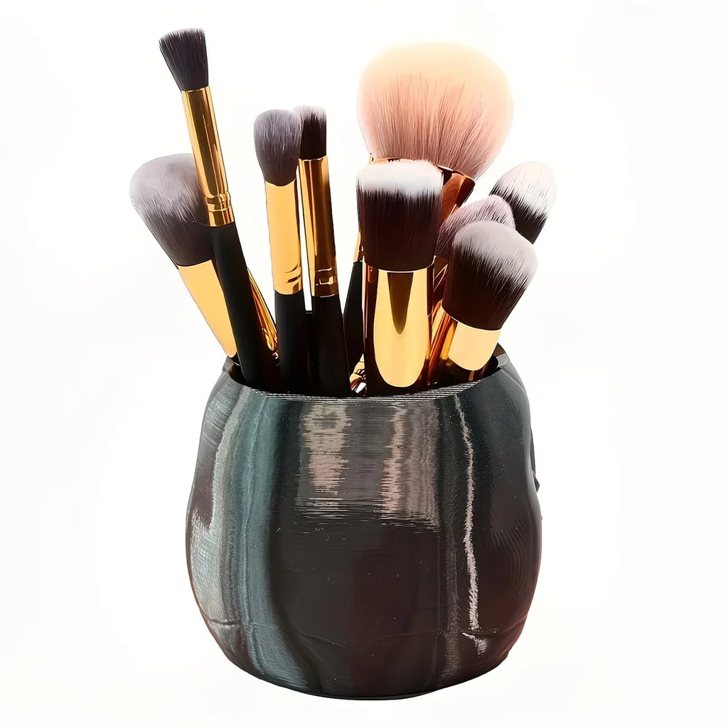 Skull Pen Holder Skull Makeup Brush Holder Skull Planter, Goth Decorations Home Office Indoor Desk Decorations